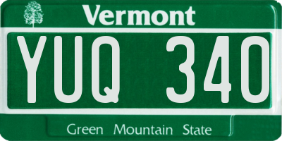 VT license plate YUQ340