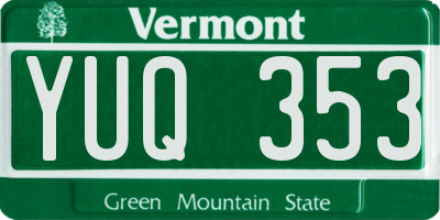 VT license plate YUQ353