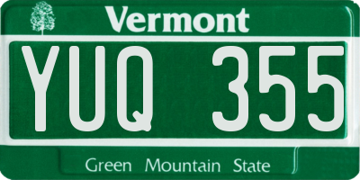 VT license plate YUQ355
