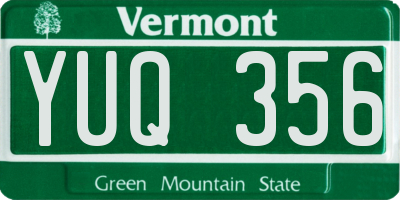 VT license plate YUQ356