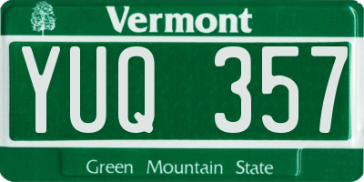 VT license plate YUQ357