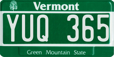 VT license plate YUQ365