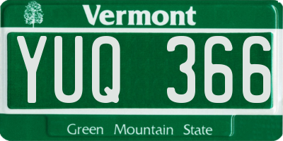 VT license plate YUQ366