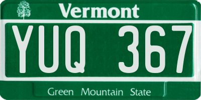VT license plate YUQ367
