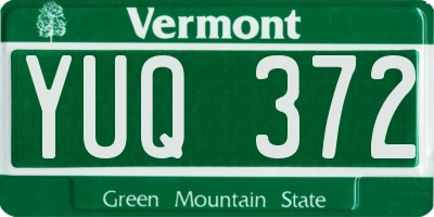 VT license plate YUQ372