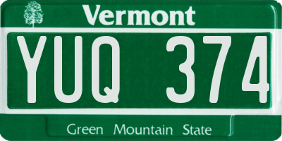 VT license plate YUQ374