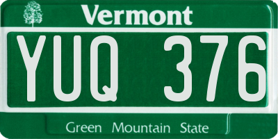 VT license plate YUQ376