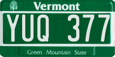 VT license plate YUQ377