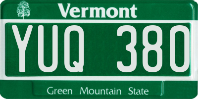 VT license plate YUQ380