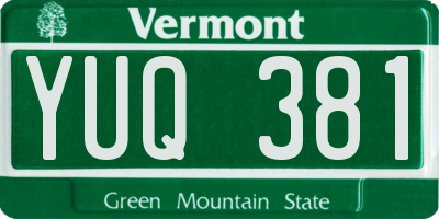 VT license plate YUQ381