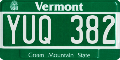 VT license plate YUQ382