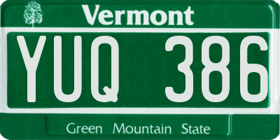 VT license plate YUQ386