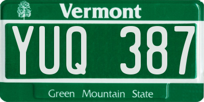 VT license plate YUQ387
