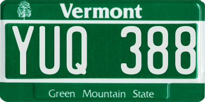 VT license plate YUQ388