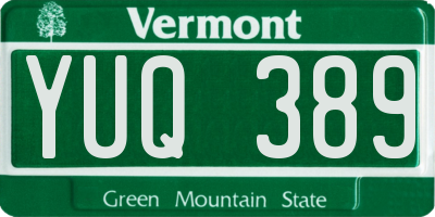 VT license plate YUQ389