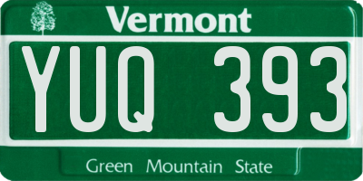 VT license plate YUQ393