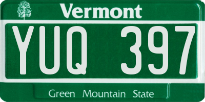 VT license plate YUQ397