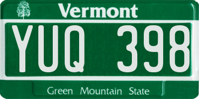 VT license plate YUQ398