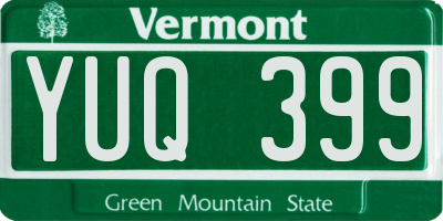 VT license plate YUQ399