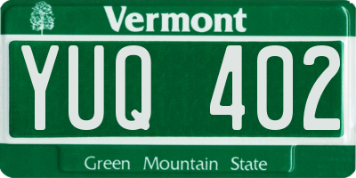 VT license plate YUQ402