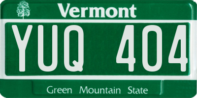 VT license plate YUQ404