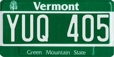 VT license plate YUQ405