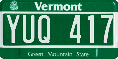 VT license plate YUQ417