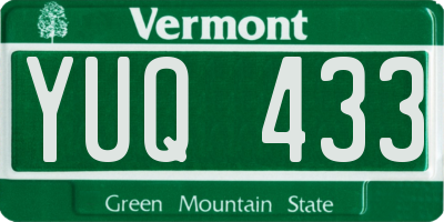 VT license plate YUQ433