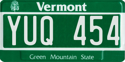 VT license plate YUQ454