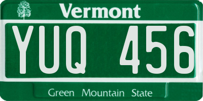 VT license plate YUQ456