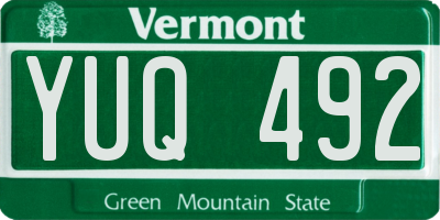 VT license plate YUQ492