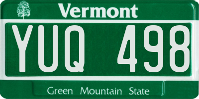VT license plate YUQ498