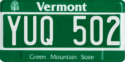 VT license plate YUQ502