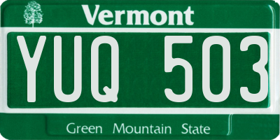 VT license plate YUQ503