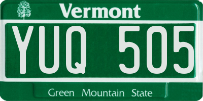 VT license plate YUQ505