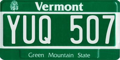VT license plate YUQ507