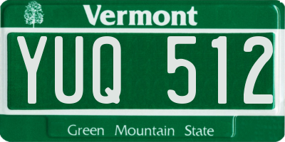 VT license plate YUQ512