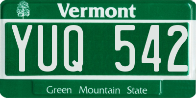 VT license plate YUQ542