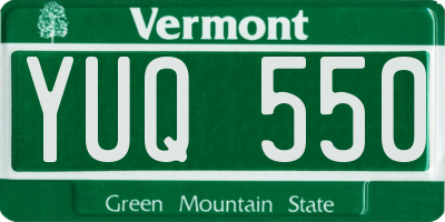 VT license plate YUQ550