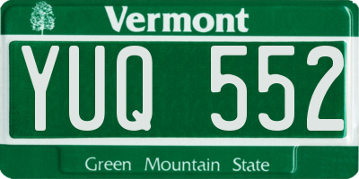 VT license plate YUQ552