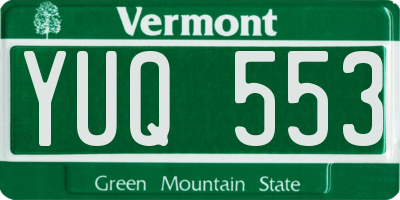 VT license plate YUQ553