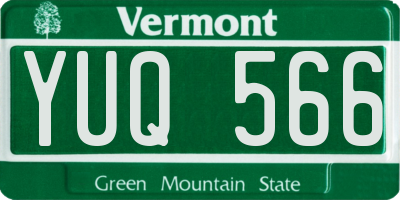 VT license plate YUQ566