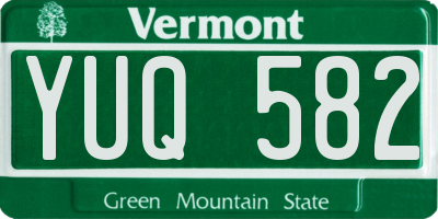 VT license plate YUQ582