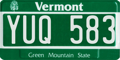 VT license plate YUQ583