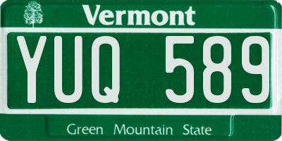 VT license plate YUQ589
