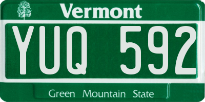 VT license plate YUQ592