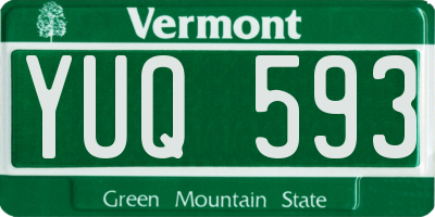 VT license plate YUQ593