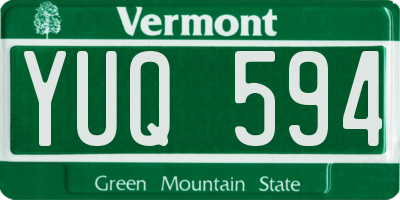 VT license plate YUQ594