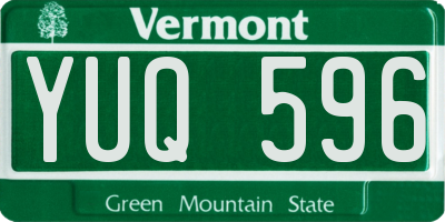VT license plate YUQ596