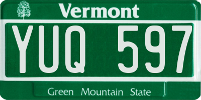 VT license plate YUQ597